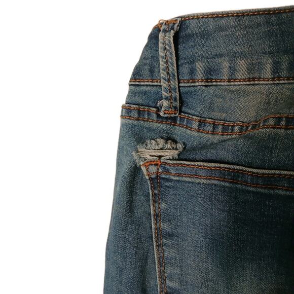 Vntg Embroidered Flare Jeans Sz 9 Blue Sunflower Daisy Acid Boho Festival Gypsy - Picture 13 of 16